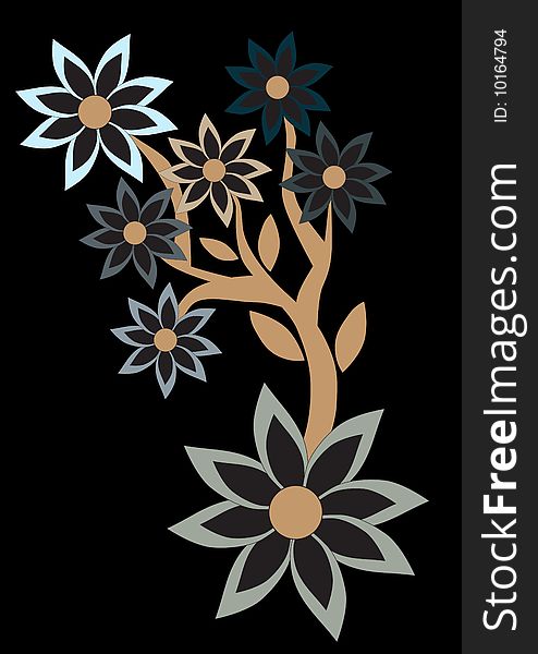 Vector illustration of floral abstract retro background. Includes flowers in the different colours and sizes