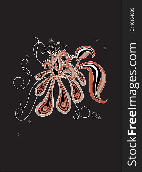 Vector illustration of funky abstract flower on the black background. Vector illustration of funky abstract flower on the black background