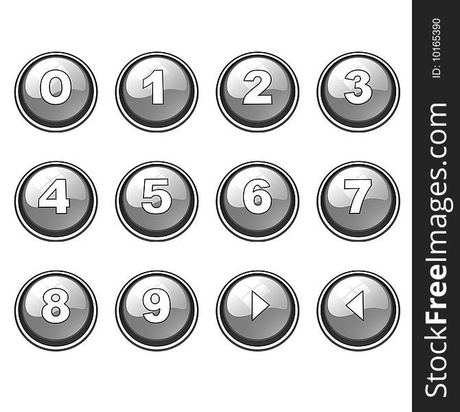 Gray round internet button collection, ready to use for designers and publishers.