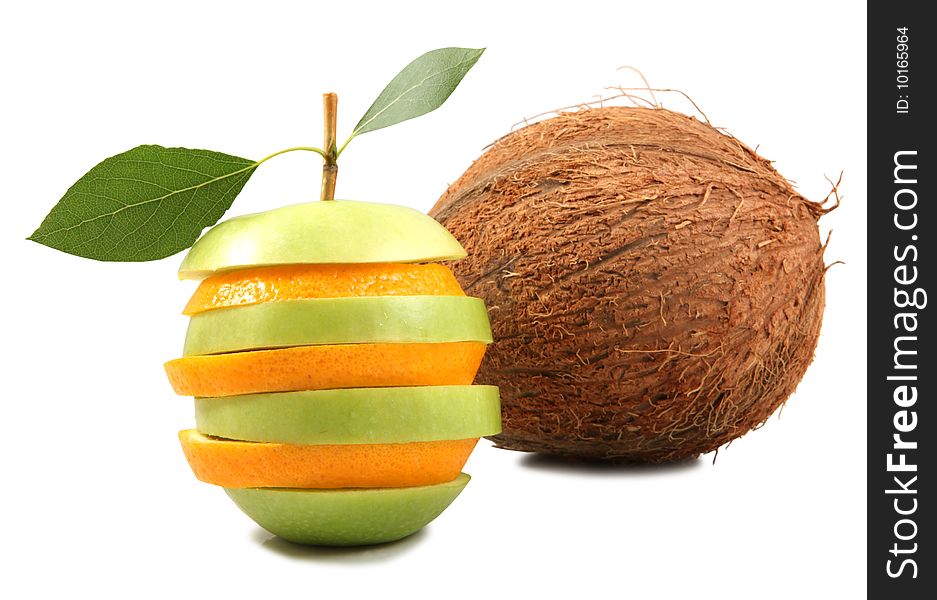 Mixed fruit on white background