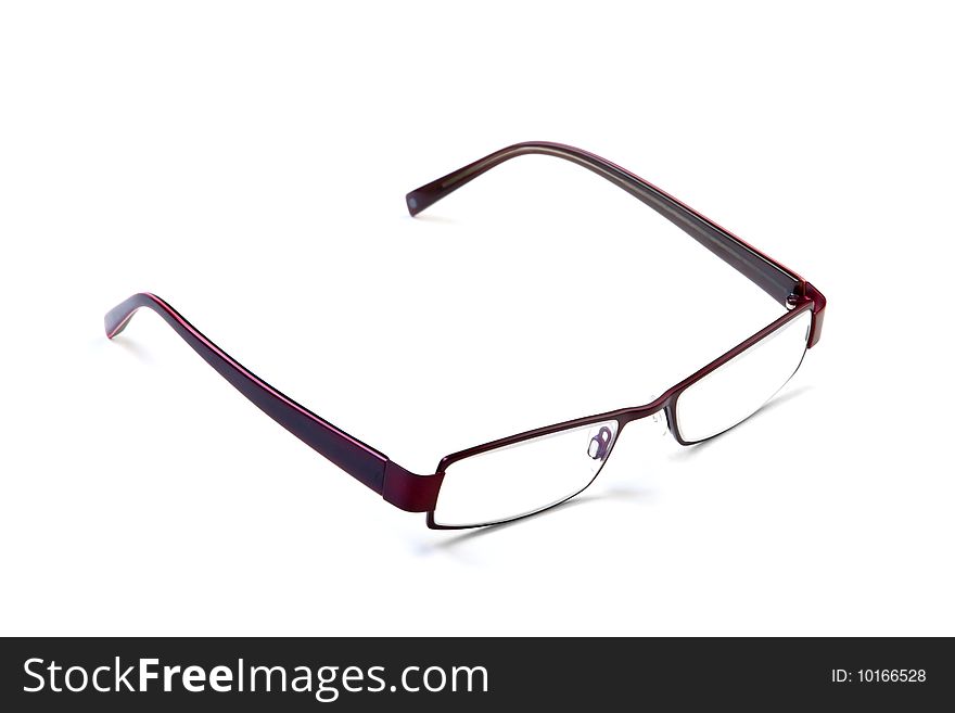 Brown modern glasses isolated over white background