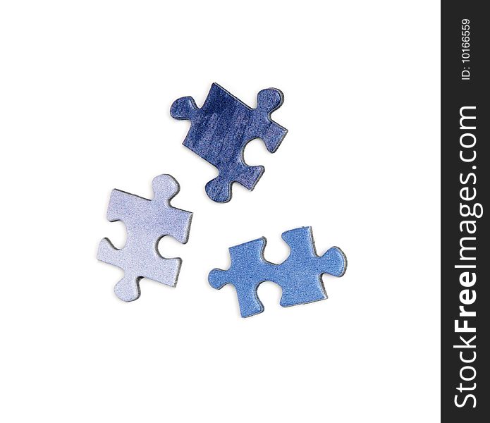 Three blue colored elements of puzzle