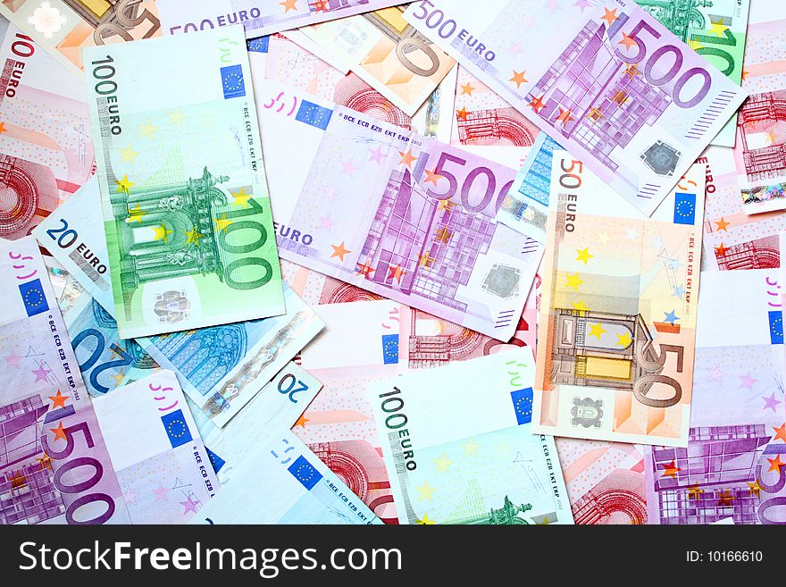 European money background. Colorful money. European money background. Colorful money