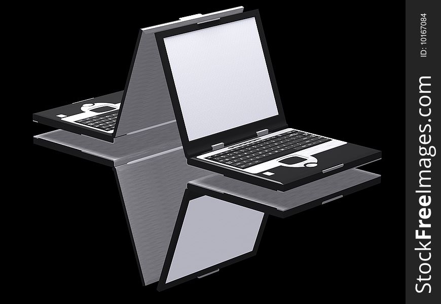 Blank laptops isolated on a black background