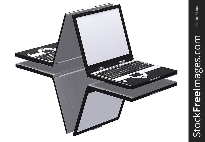 Blank laptops isolated on a white background