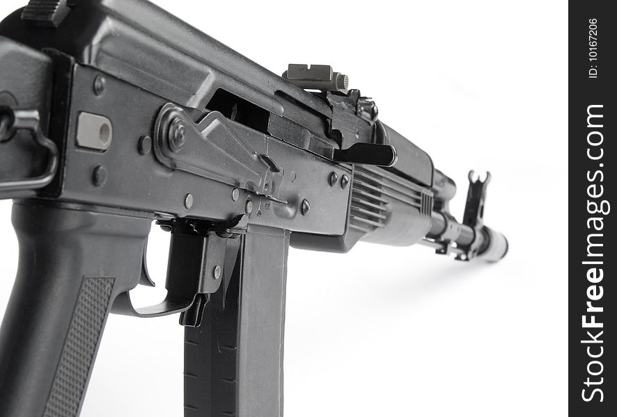 Russian rifle Kalashnikov ak74m. Isolated on white