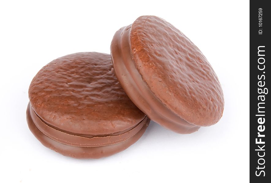 Chocolate cakes isolated on white background