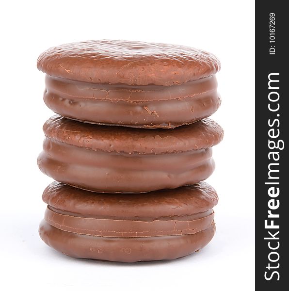 Chocolate cakes isolated on white background