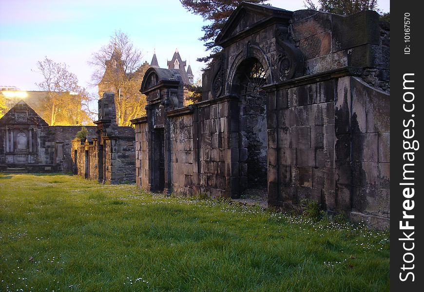 Long exposure photo of dusk in Greyfriars graveyard, Edinburgh
