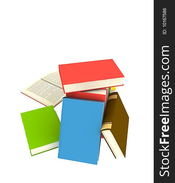 Pile of books - isolated on white background - 3d render