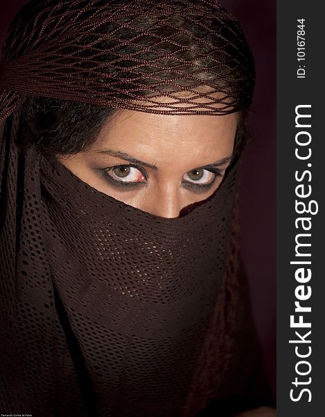 Picture model. Arabic woman with green eyes.