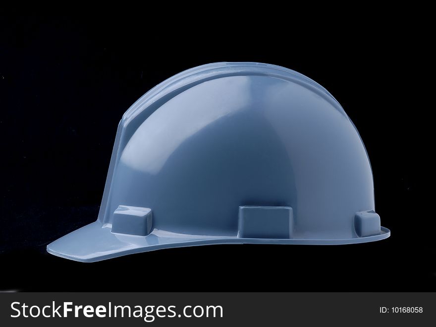 Blue Hard Hat shot on black background