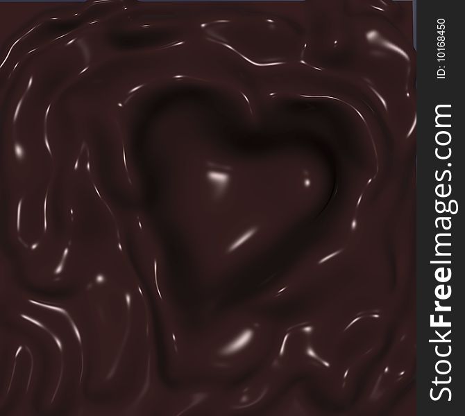 Brown chocolate with shape of wave and hart. Brown chocolate with shape of wave and hart