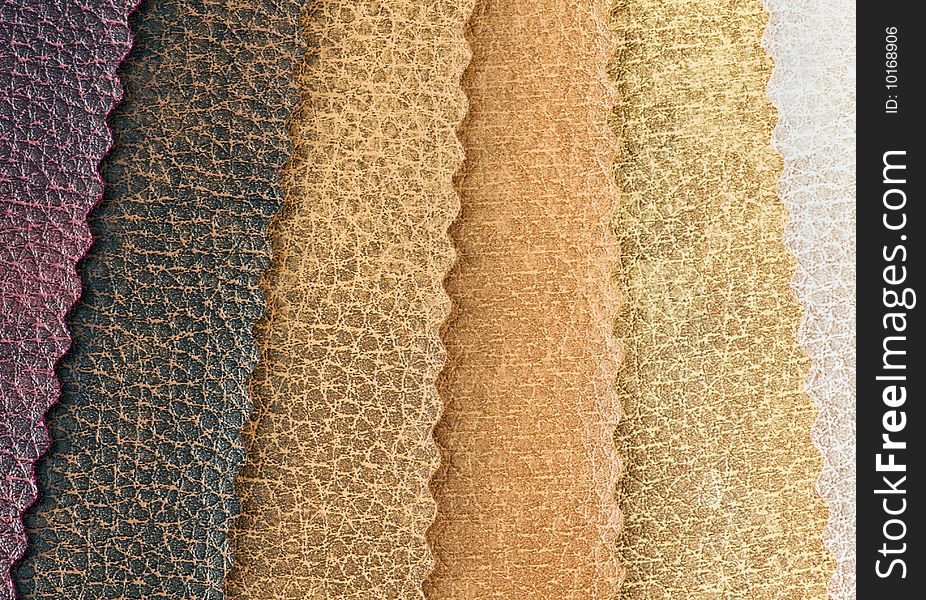 Artificial skin samples of different textures and colors. Artificial skin samples of different textures and colors