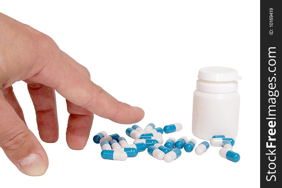 Color photograph of medical pills on the table. Color photograph of medical pills on the table