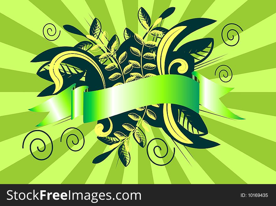 Green bright floral band vector. Green bright floral band vector