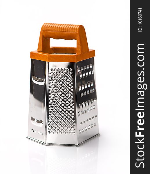 Metal grater with handle isolated on white background