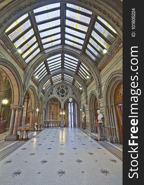 Here is a photograph taken from the foyer to the Great Hall inside Manchester Town Hall. Located in Manchester, Greater Manchester, England, UK. Here is a photograph taken from the foyer to the Great Hall inside Manchester Town Hall. Located in Manchester, Greater Manchester, England, UK