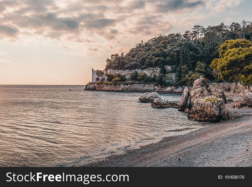 Bay, Beach, Castle, Coast