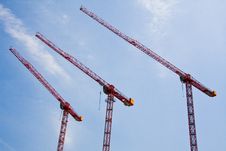 Three Cranes In The Sky Royalty Free Stock Photo