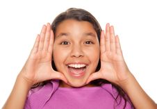 Pretty Hispanic Girl Framing Her Face With Hands Royalty Free Stock Photo
