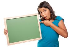 Pretty Hispanic Girl Holding Blank Chalkboard Stock Photo Pretty Hispanic Girl Holding Blank Chalkboard Stock Photo