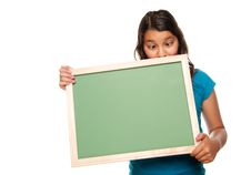 Pretty Hispanic Girl Holding Blank Chalkboard Stock Photos Pretty Hispanic Girl Holding Blank Chalkboard Stock Photos