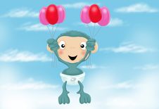 Baby Chimp With Balloons Royalty Free Stock Photography Baby Chimp With Balloons Royalty Free Stock Photography