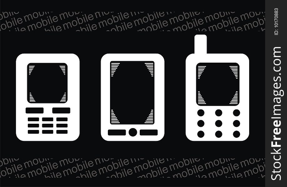 Set Simple Mobile Phone On Vector