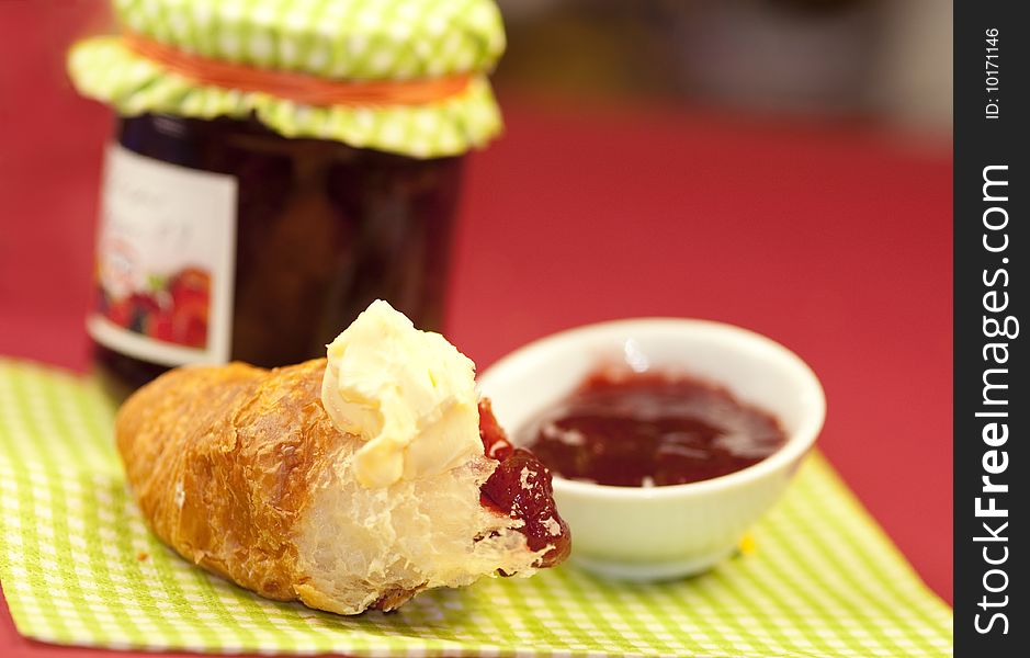 Breakfast with Croissant and Marmelade