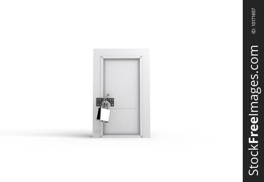 Locked door isolated at white background