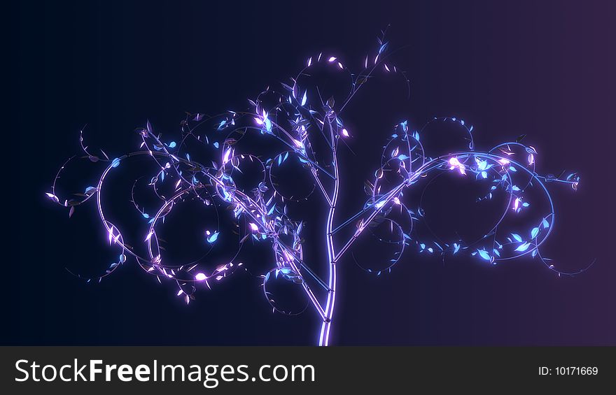 Glass tree at dark background