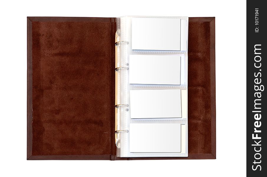 Leather notebook for  business cards. Leather notebook for  business cards