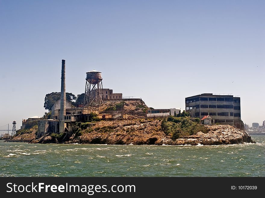 This is a picture of Alcatraz Island - site of the former and famous federal prison known as The Rock. This island lies in the San Francisco Bay near San Francisco.
