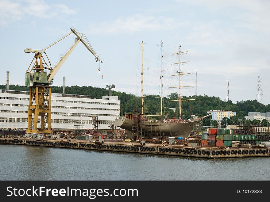 Repairing ship in Port of Gdynia - Poland. Repairing ship in Port of Gdynia - Poland