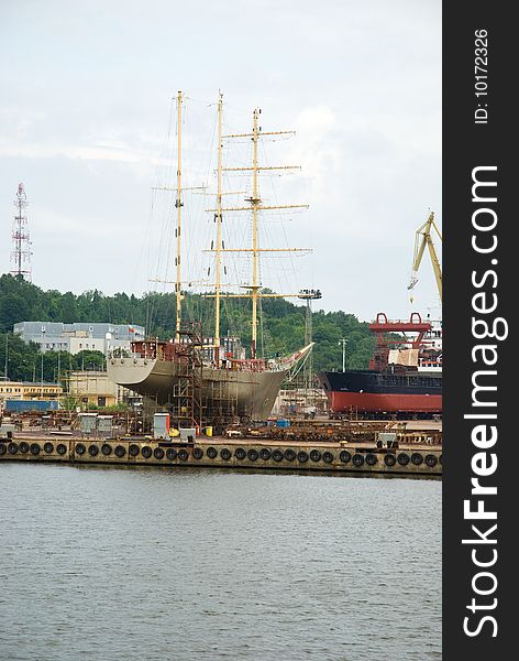 Repairing ship in Port of Gdynia - Poland. Repairing ship in Port of Gdynia - Poland