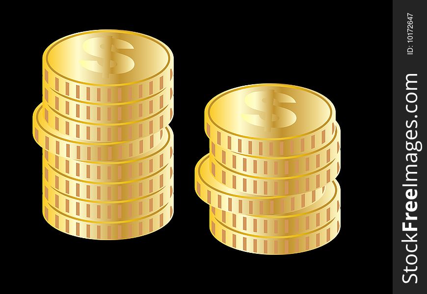 Gold coin stacks for design. Gold coin stacks for design
