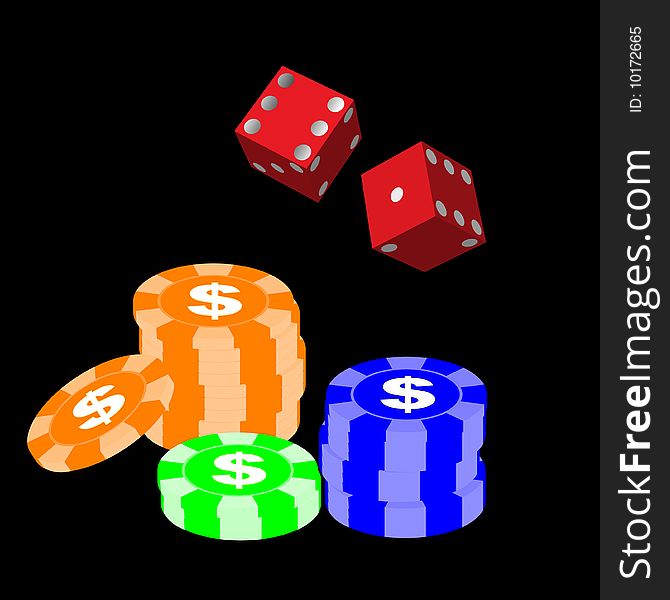 Dice And Gamling Chips (vector)