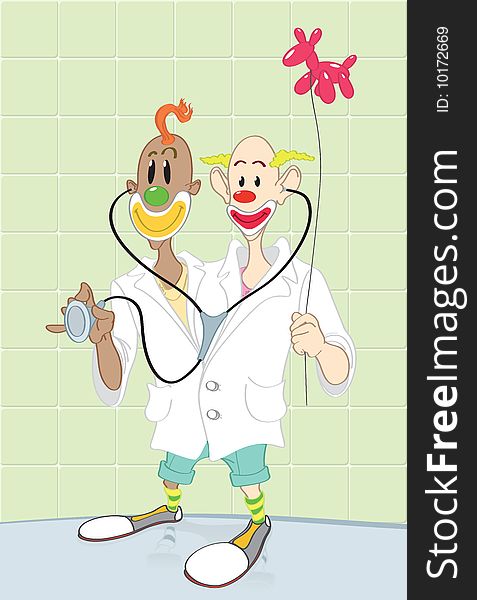 Doctor brothers clown. Happy actors. Vector art. Totally editable. Doctor brothers clown. Happy actors. Vector art. Totally editable.