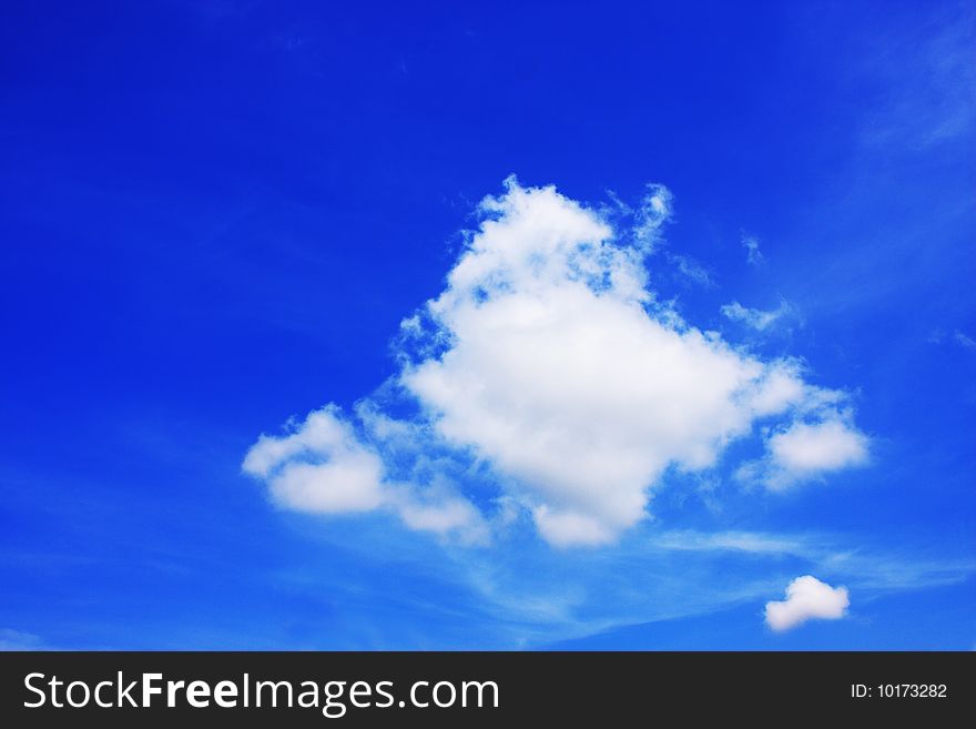 Wide angle view of cloudy blue sky on sunny day. Wide angle view of cloudy blue sky on sunny day.