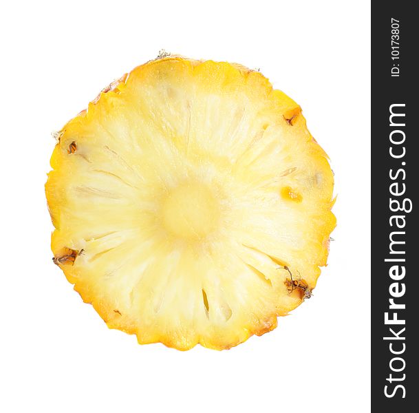 Pineapple segment on a white background, it is isolated.