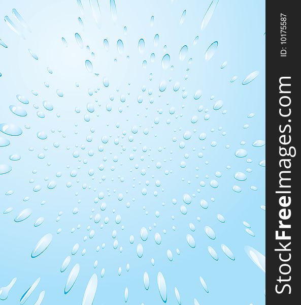 Falling rain drops on the glass. Vector illustration