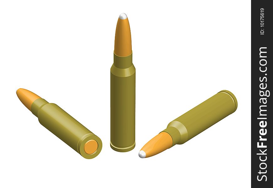 Illustration of realistic bullets created in adobe illustrator