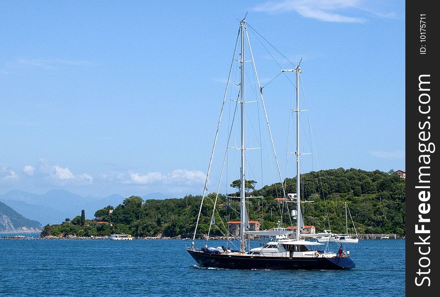 Luxury yacht in the gulf of la spezia