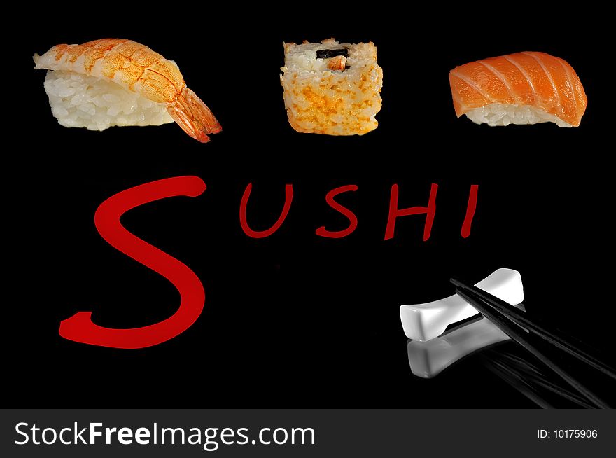 Sushi Collage in front of a black background