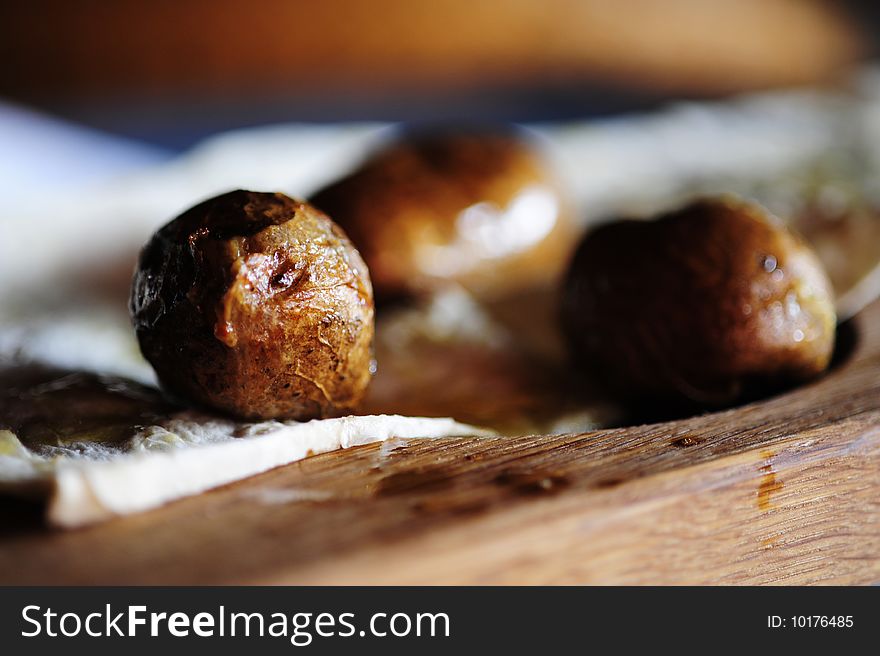 Closeup view of baked potatoes. Closeup view of baked potatoes