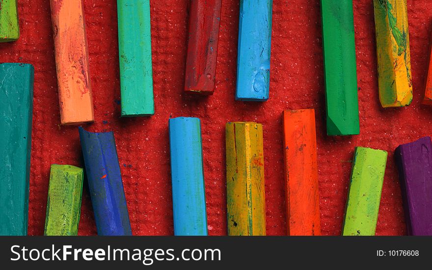 Close up of multicolored Oil pastels