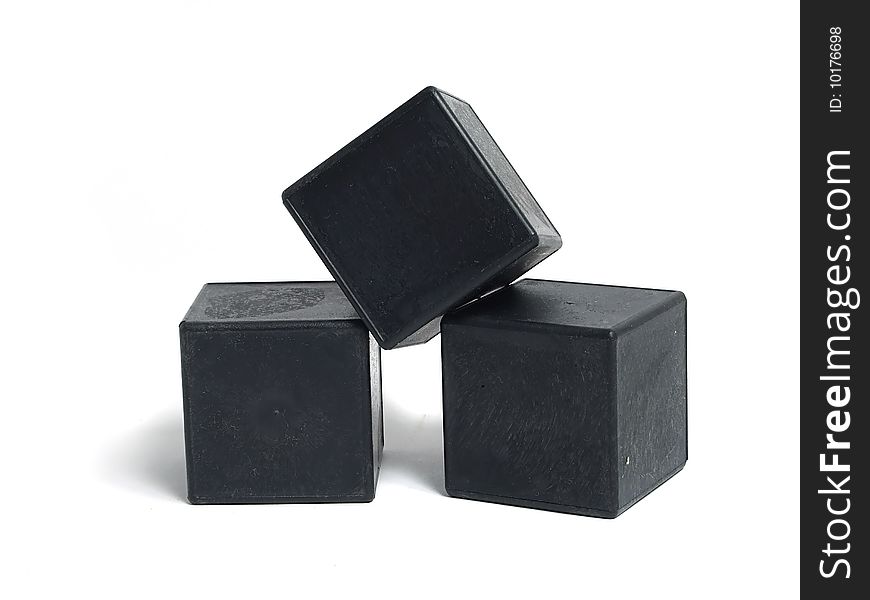 Black cubes isolated on white background