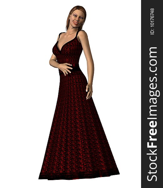 3D render of a modern woman in holiday attire. 3 dimensional models, computer generated image. 3D render of a modern woman in holiday attire. 3 dimensional models, computer generated image.