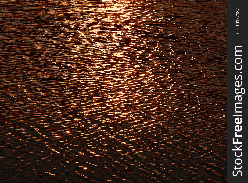 Surface of the River Illuninated by the Setting Sun. Surface of the River Illuninated by the Setting Sun